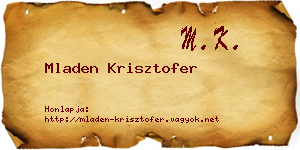 Mladen Krisztofer névjegykártya